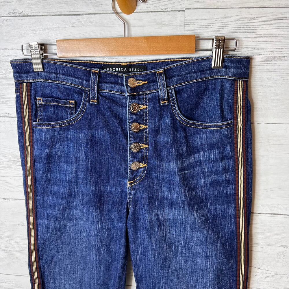 Veronica Beard Jeans Womens Size 29 Carolyn 10" Baby Boot Tux Stripe Button Fly - Picture 7 of 16